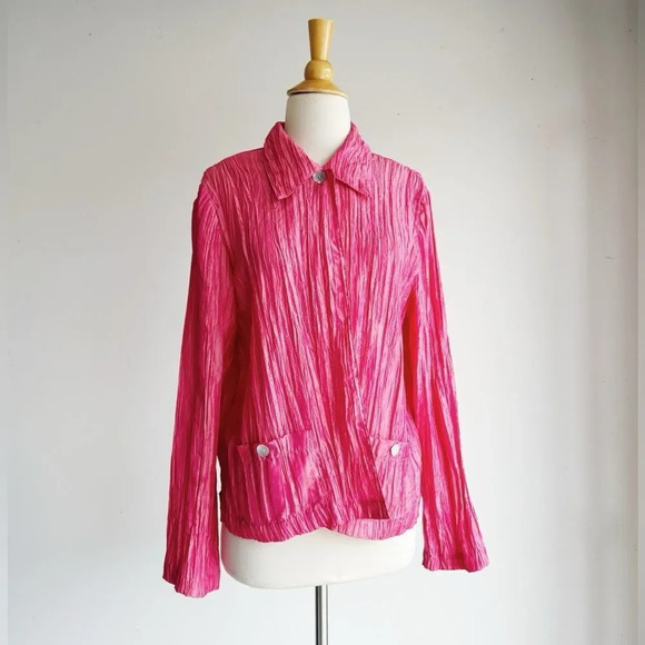 VINTAGE | Kathleen Sommers Crinkly Pink Iridescent Top | XL - Picture 1 of 5